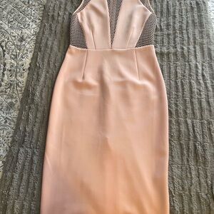ASOS Pink Sheath Midi Dress with Plunge Neckline for Cocktail